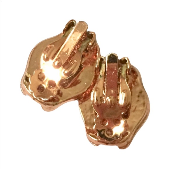 Vintage Copper Faux Gold Stone Earrings - Picture 3 of 3